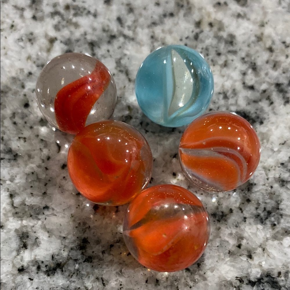 Set of 5 Colorful Glass Swirl Marbles!